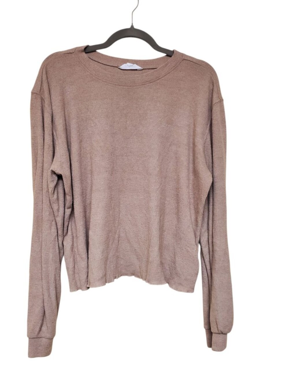 BB Dakota Woman's Light Brown Soft Ribbed Knit Casual Crew Neck Sweater Plus XXL